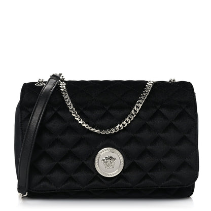 Versace Calfskin Nylon Quilted Medusa Chain Crossbody Black 1 of 8