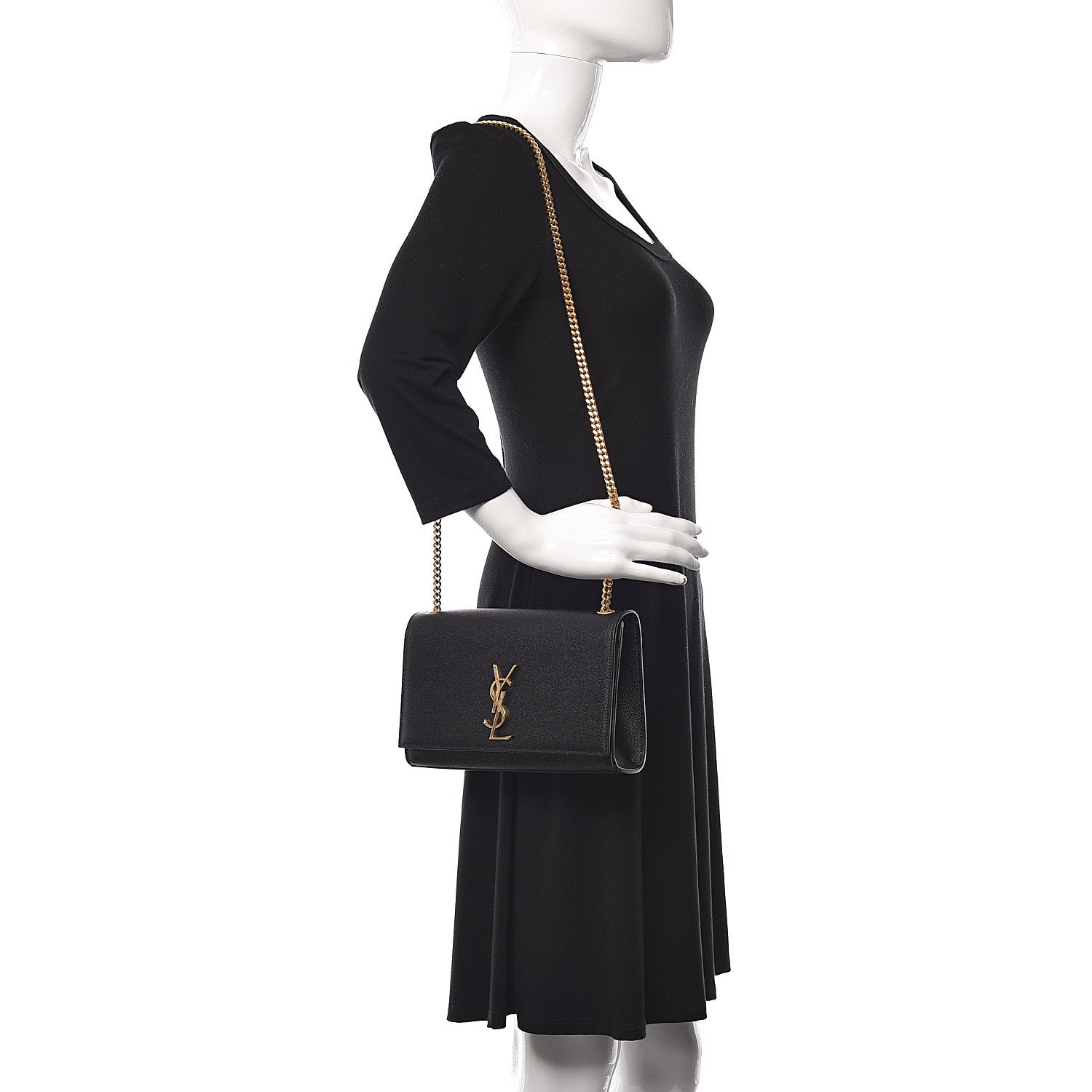 Saint Laurent Grain De Poudre Medium Classic Monogram Kate Satchel Black 2 of 14