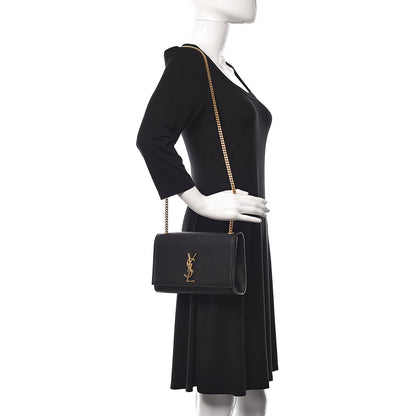 Saint Laurent Grain De Poudre Medium Classic Monogram Kate Satchel Black 2 of 14