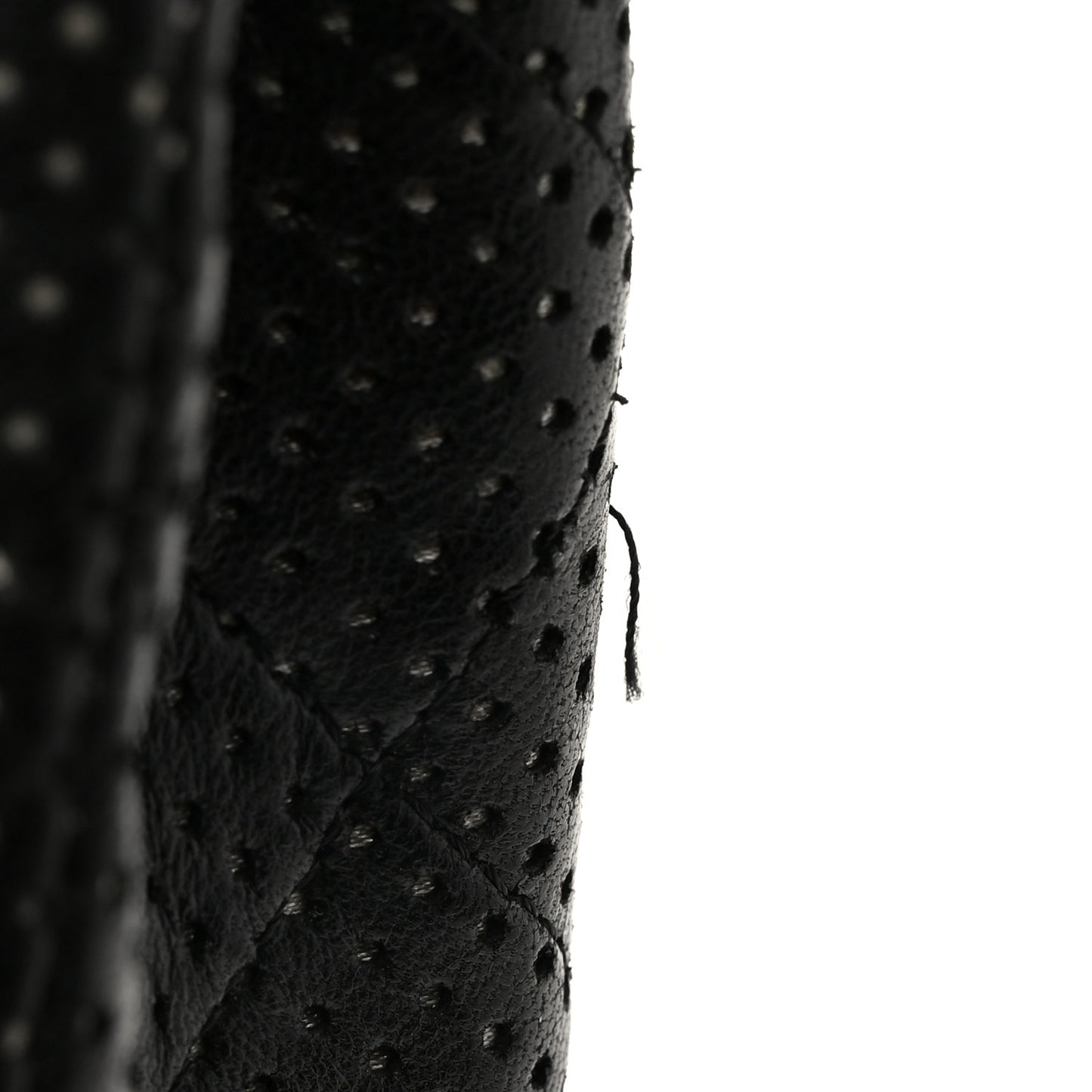 Lambskin Perforated Medium Double Flap Black