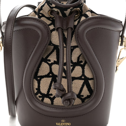 Valentino Garavani Toile Iconographe Nappa Mini Vlogo Signature Bucket Bag Naturale Black Fondant 7 of 9