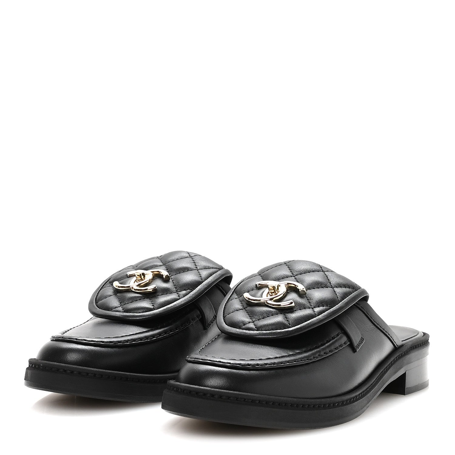Chanel Lambskin Quilted CC Turnlock Mules 36 Black 4 of 9