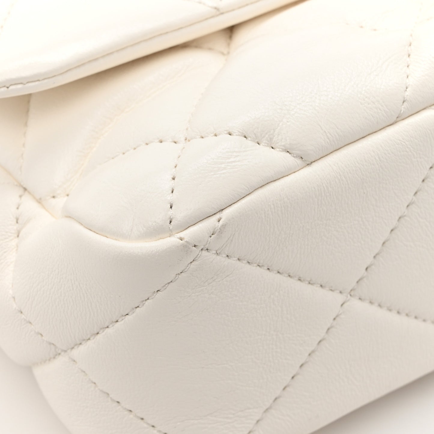 Lambskin Plexiglass Quilted Coco Love Flap White