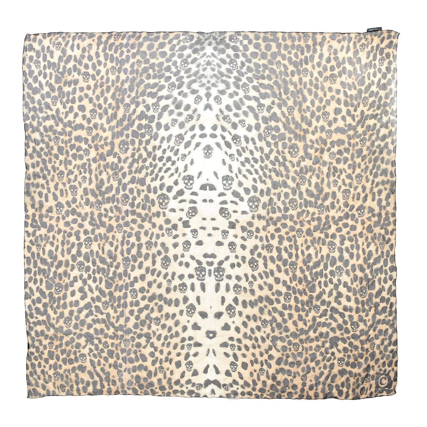 Silk Chiffon Leopard Skull Scarf Brown