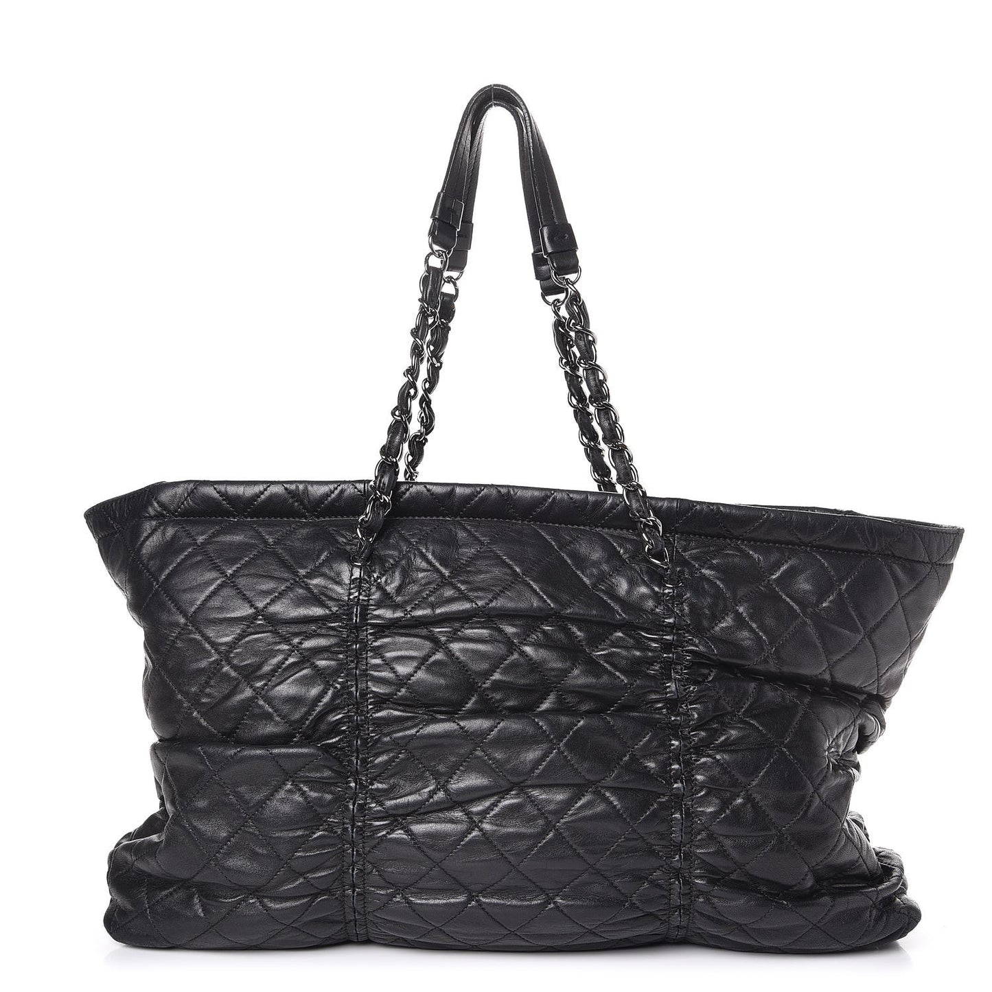 Lambskin Quilted East West Sharpei Tote Black