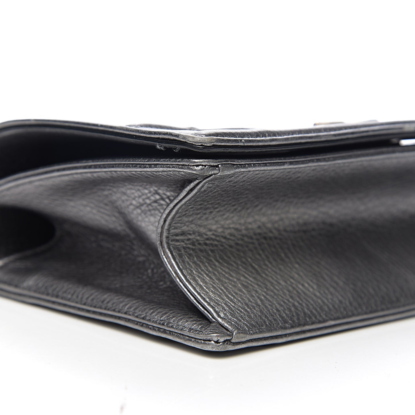 Metallic Grained Calfskin Medium Diorama Flap Bag Silver
