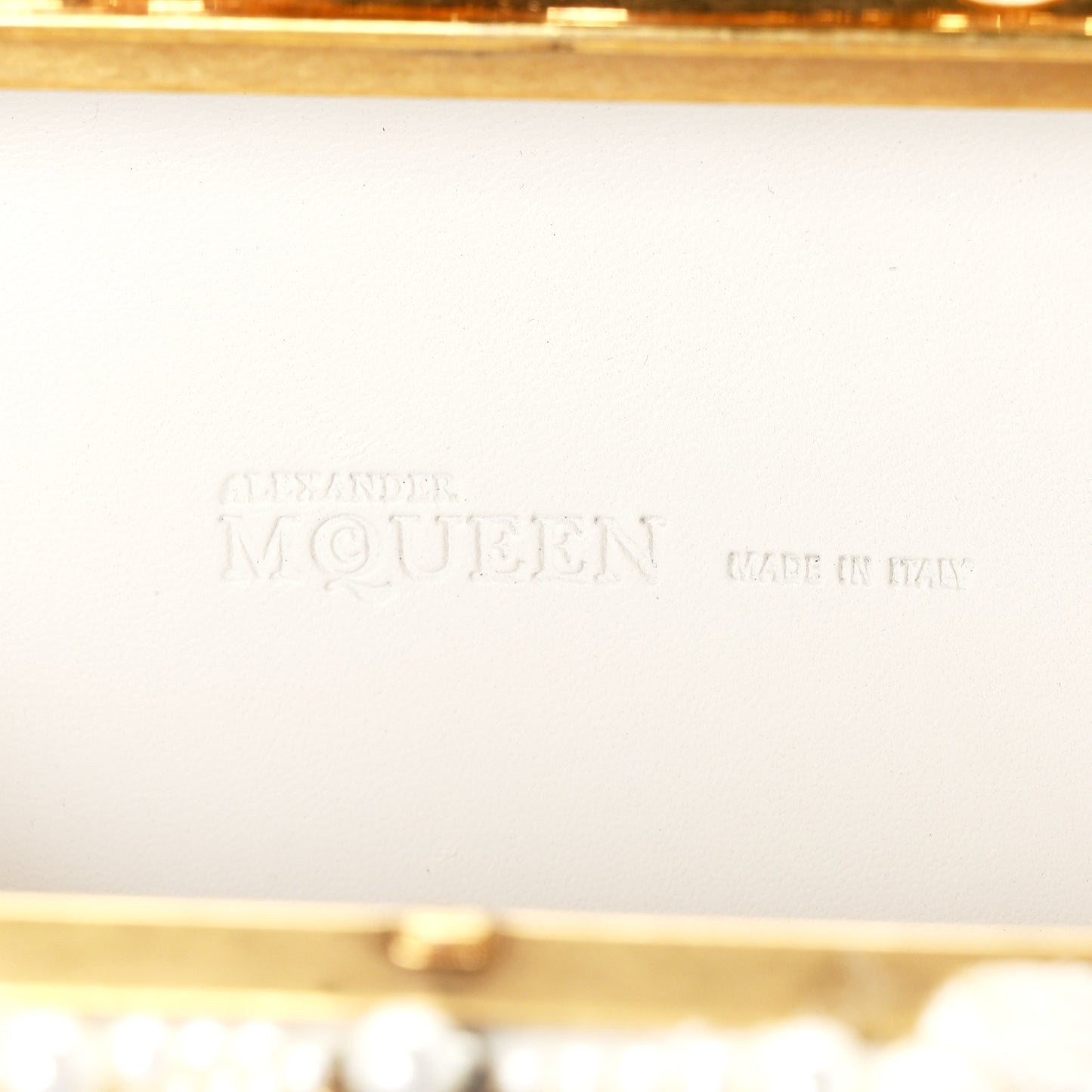 Embroidered Pearl Angel Knuckle Box Clutch Ivory Gold