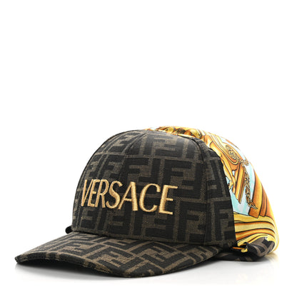 Fendi X VERSACE Silk FF Baroque Fendace Foulard Cap 59 Gold 1 of 11