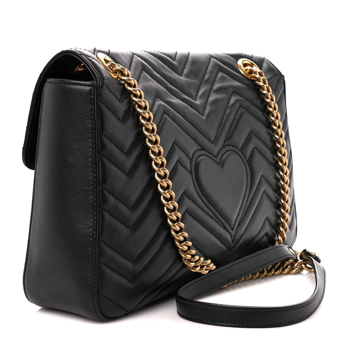 Calfskin Matelasse Animal Studs Medium GG Marmont Shoulder Bag Black