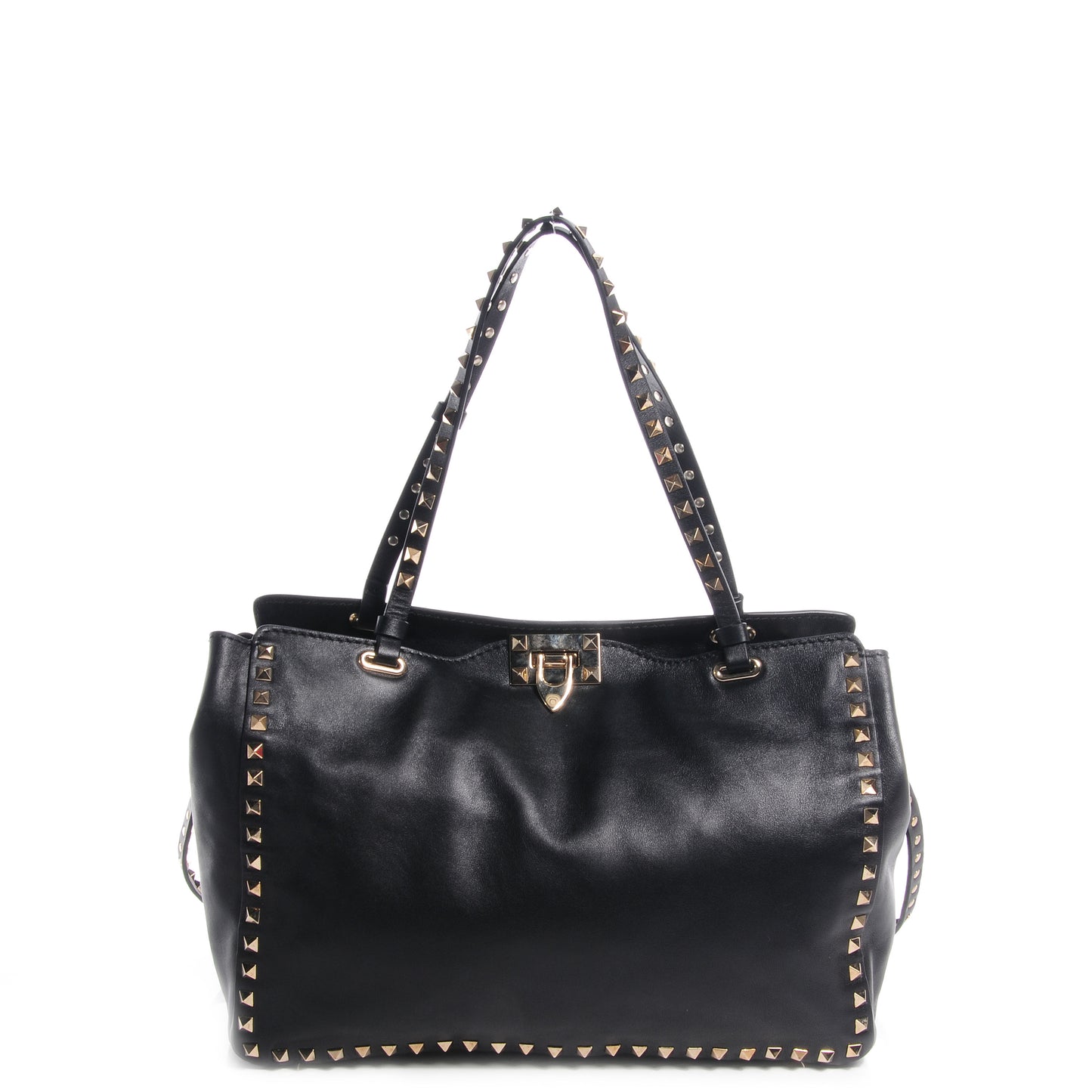 Vitello Medium Rockstud Tote Black
