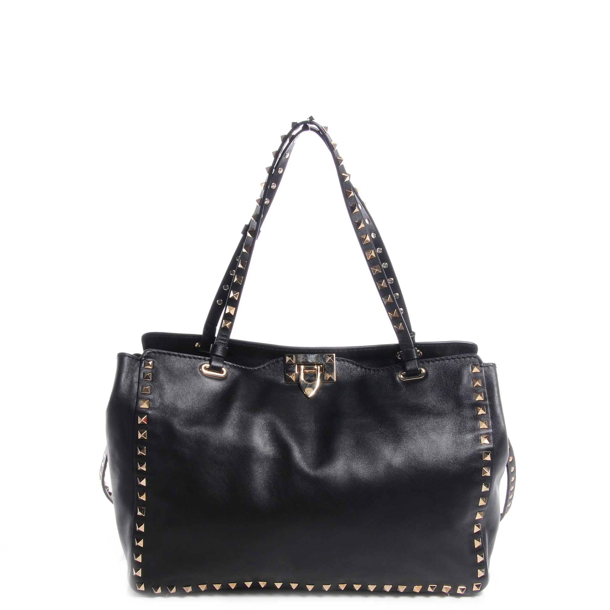 Valentino Garavani Vitello Medium Rockstud Tote Black 1 of 8