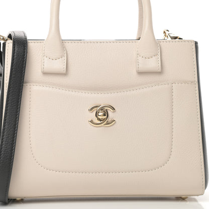 Chanel Grained Calfskin Mini Bi-Color Neo Executive Shopper Tote Beige Black 8 of 10