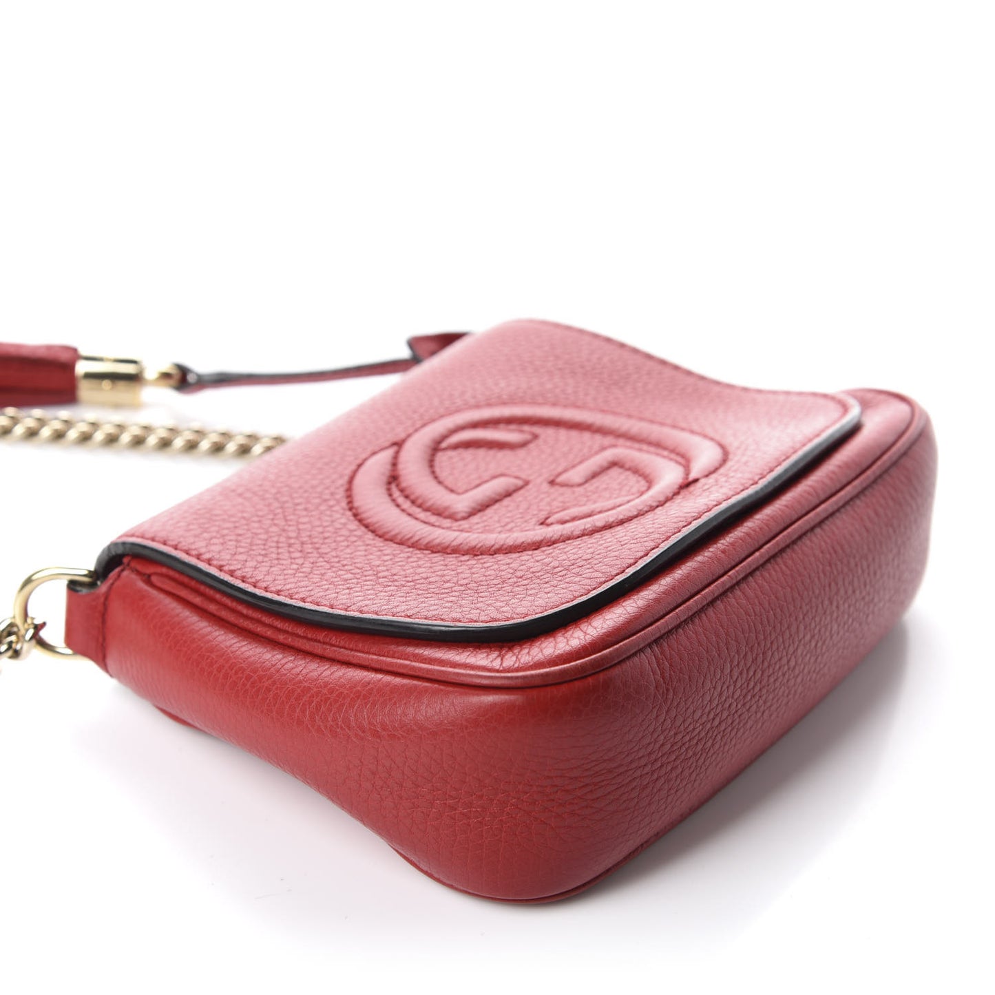 Pebbled Calfskin Small Soho Flap Crossbody Red