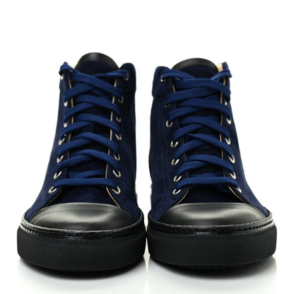 Hermes Suede Shearling Womens Jimmy High Top Sneakers 36 Navy Blue 2 of 12