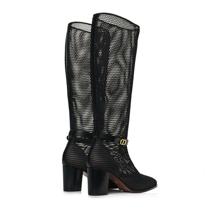 Christian Dior Empriente Mesh Montaigne Knee Boots 39 Black 4 of 8