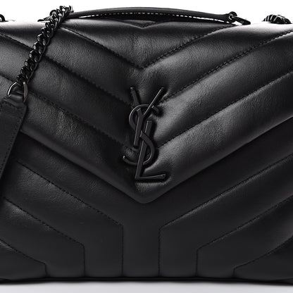 Saint Laurent Calfskin Y Quilted Monogram Small Loulou Chain Satchel Black 7 of 9