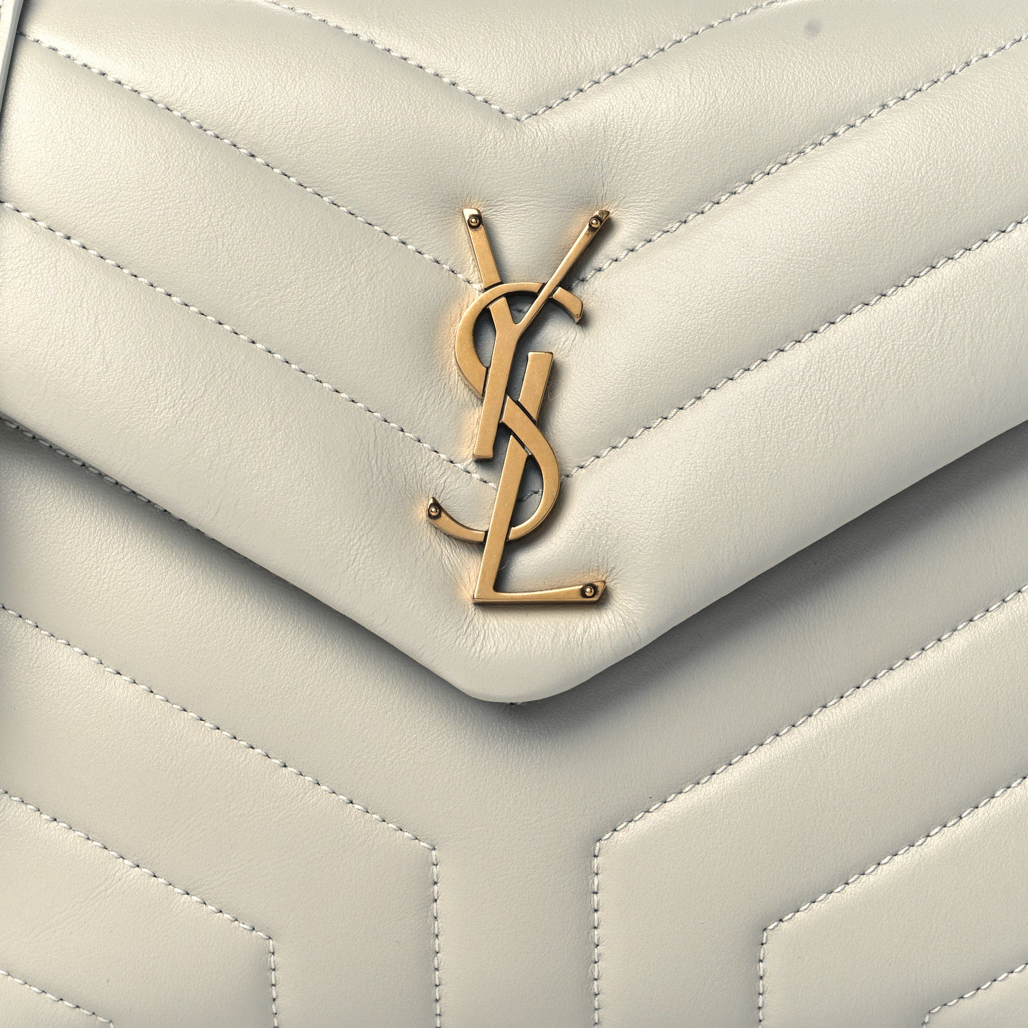 Saint Laurent Calfskin Y Quilted Monogram Small Loulou Chain Satchel Crema Soft 8 of 11