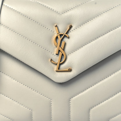 Saint Laurent Calfskin Y Quilted Monogram Small Loulou Chain Satchel Crema Soft 8 of 11