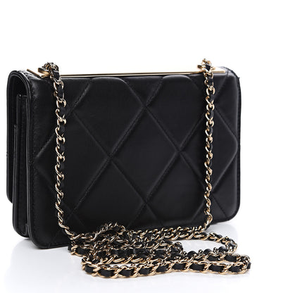 Chanel Lambskin Quilted Trendy CC Wallet On Chain WOC Black 2 of 12