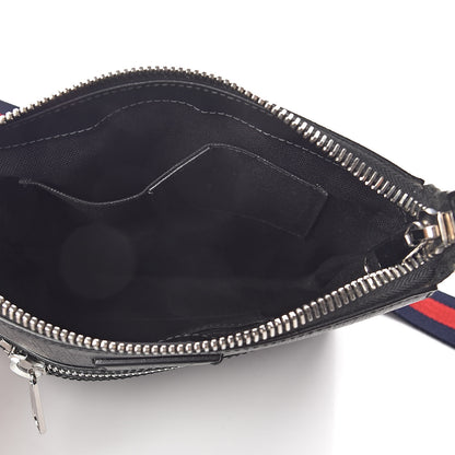 Gucci GG Supreme Monogram Web Small Flat Messenger Bag Black Grey 5 of 10