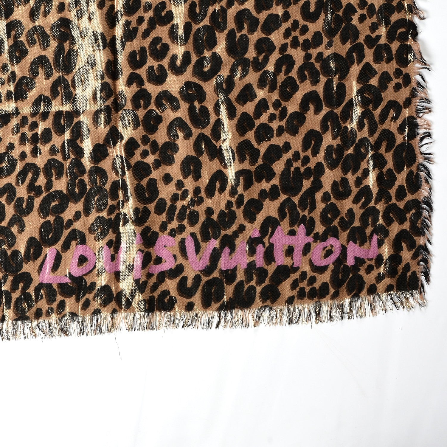 Louis Vuitton Cashmere Silk Leopard Stole Brown 3 of 4