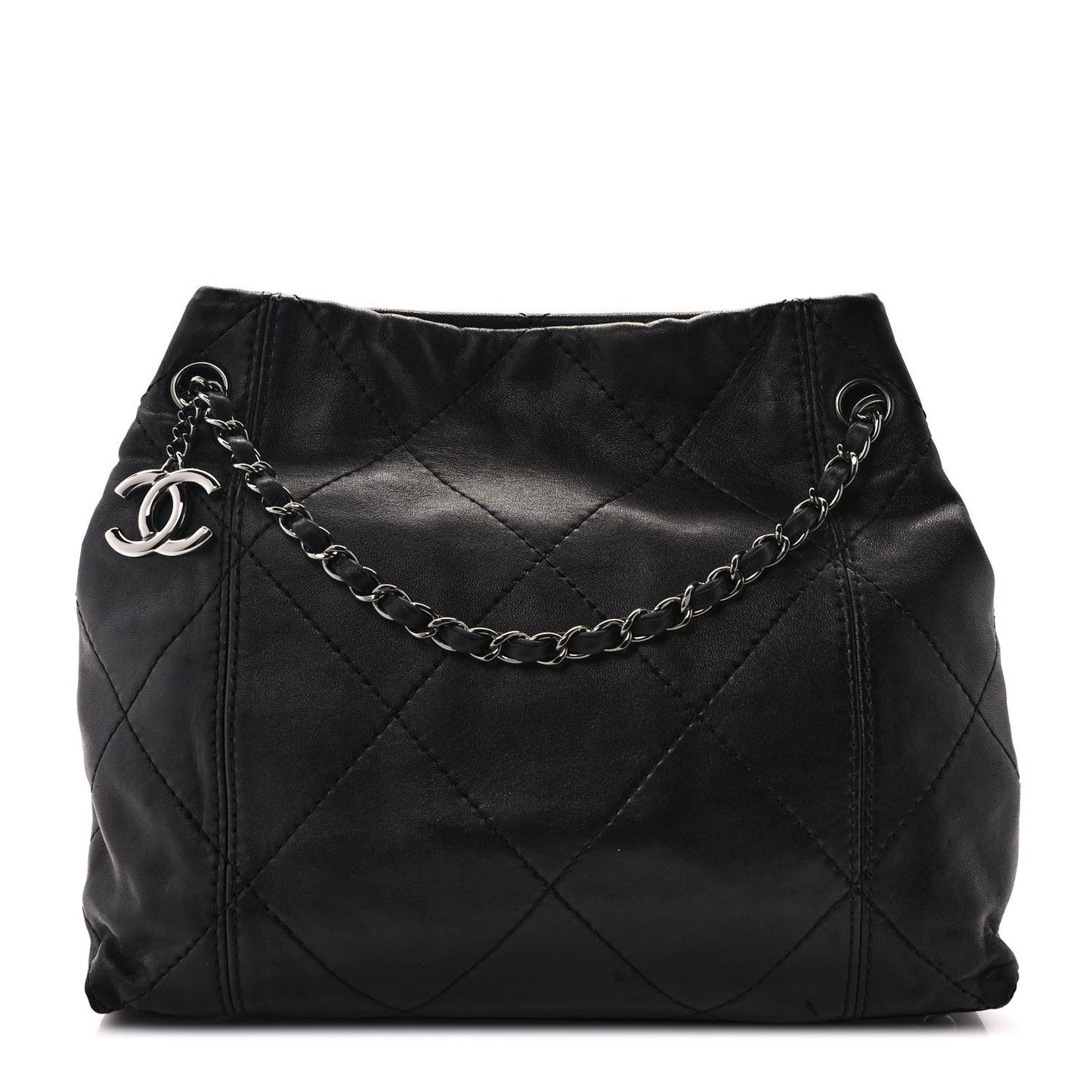 Lambskin Quilted Small Soft Touch Shoulder Bag Black
