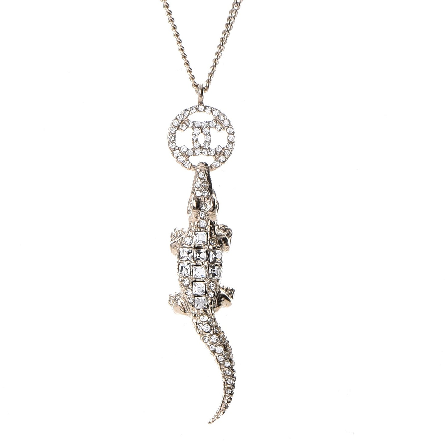 Crystal CC Alligator Necklace Gold