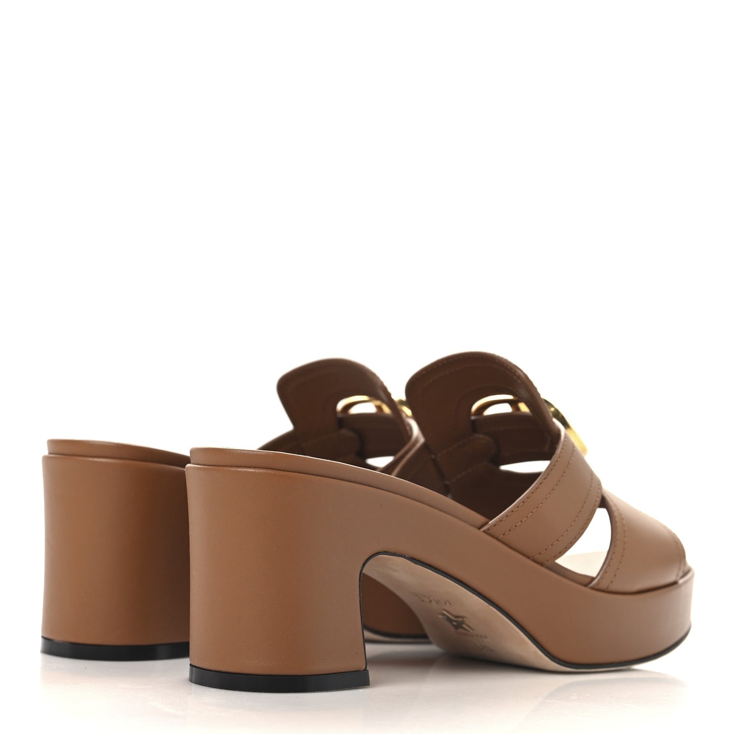 Calfskin 30 Montaigne Mid-Heel Slide Sandals 38.5 Cuir