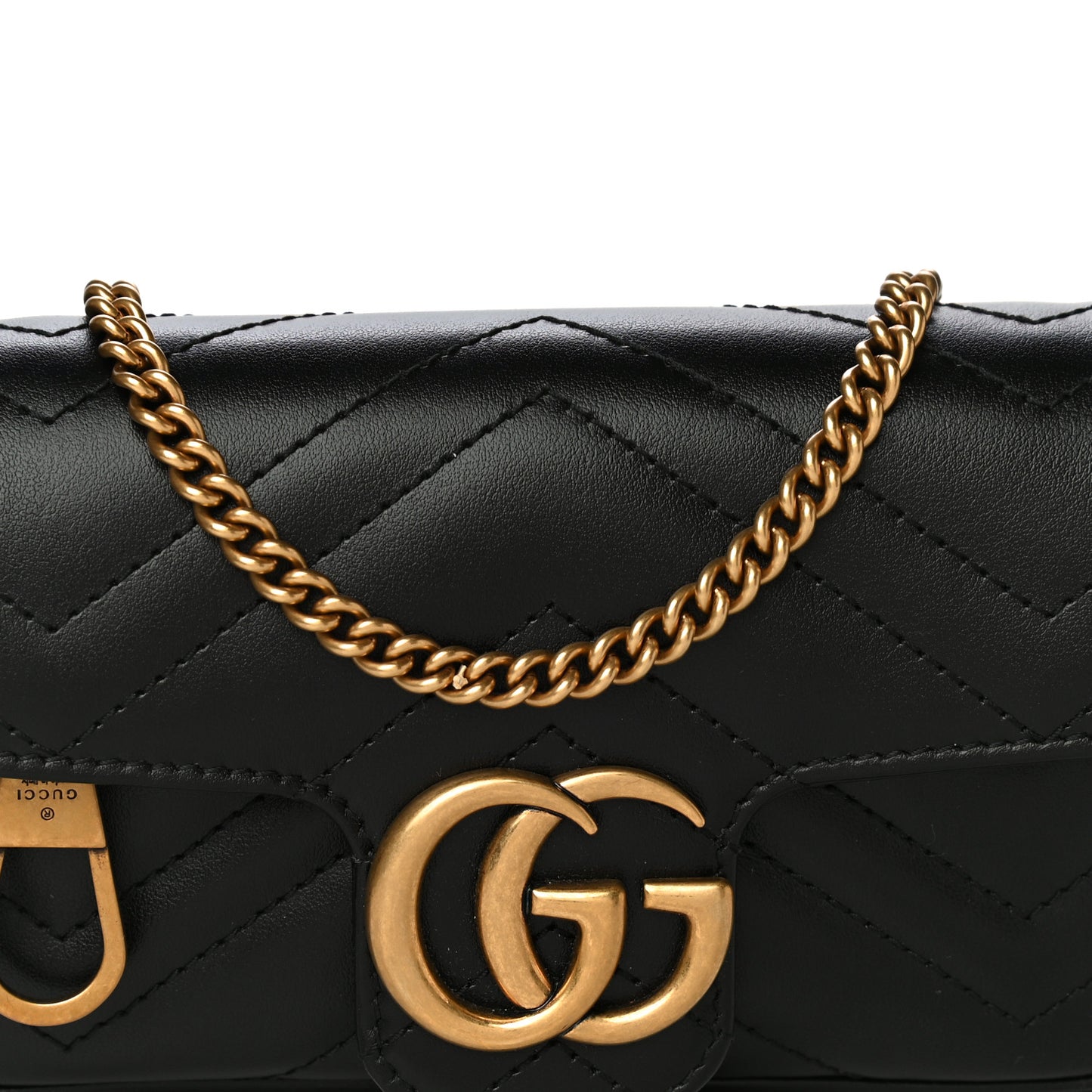 Calfskin Matelasse Super Mini GG Marmont Shoulder Bag Black