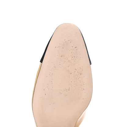 Chanel Goatskin Grosgrain Cap Toe CC Slingback Pumps 35 Beige Black 9 of 12