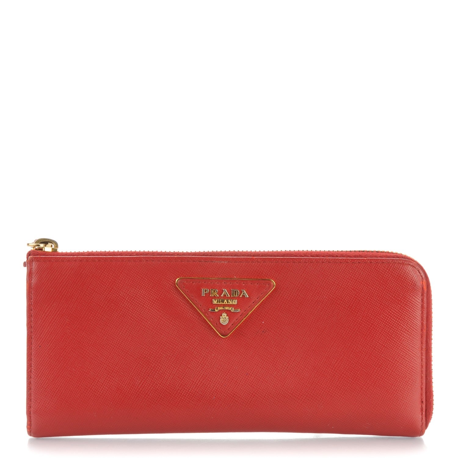 Prada Saffiano Metal Zip Around Wallet Fuoco 1 of 10