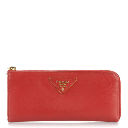 Prada Saffiano Metal Zip Around Wallet Fuoco 1 of 10