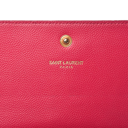Saint Laurent Grain De Poudre Classic Monogram Cassandre Wallet Fuchsia 16 of 38