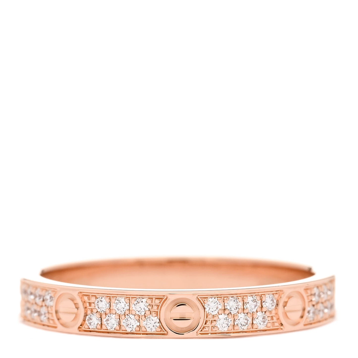 18K Pink Gold Diamond 2.6mm LOVE Paved Band Ring 47 4