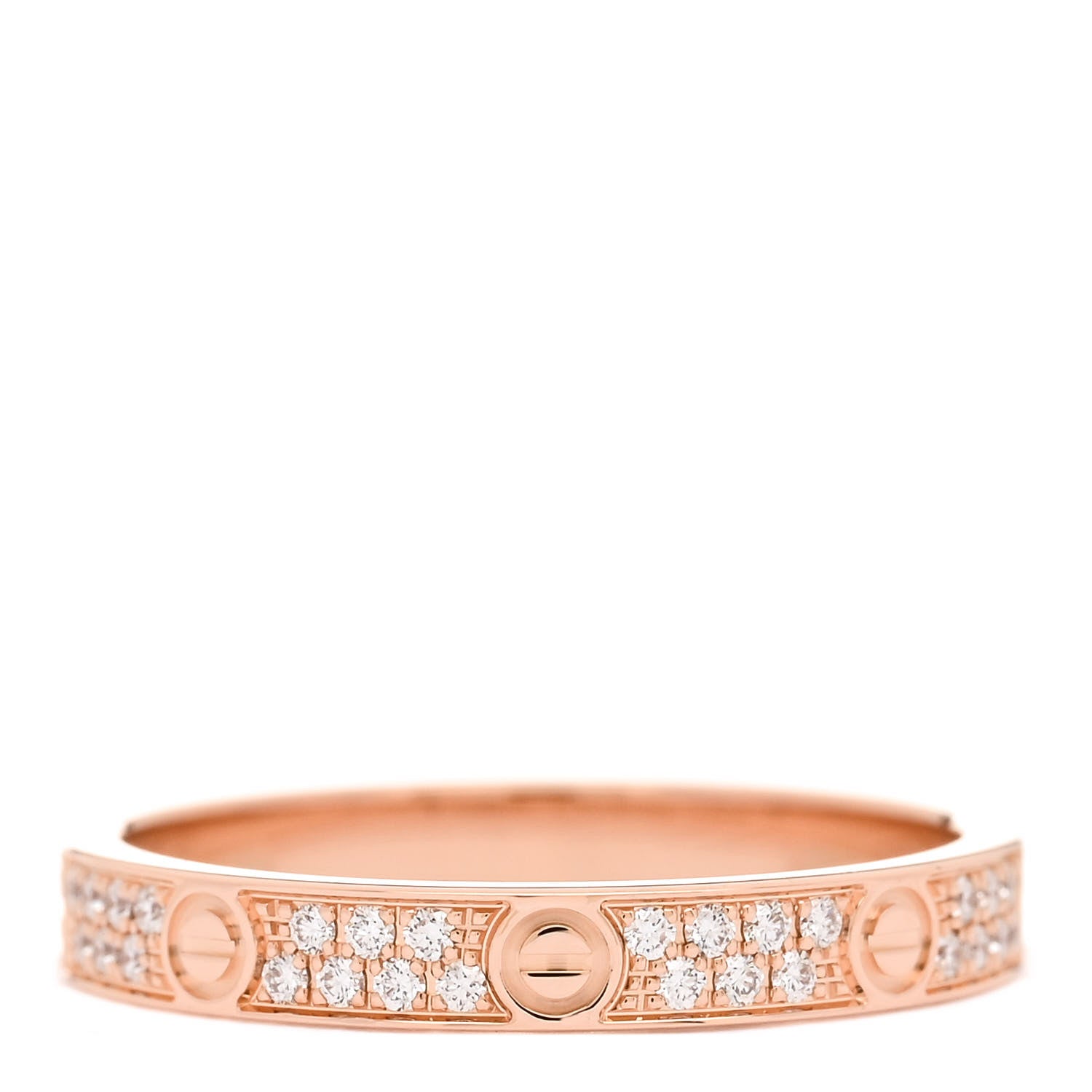 Cartier 18K Pink Gold Diamond 2.6mm LOVE Paved Band Ring 47 4 3 of 6