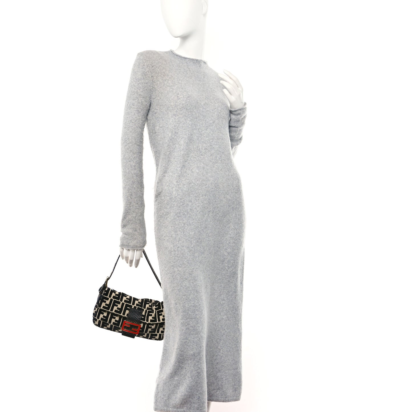 Velvet Snakeskin FF Baguette Black White