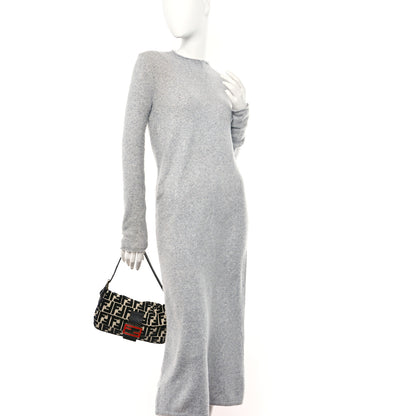 Fendi Velvet Snakeskin FF Baguette Black White 2 of 10