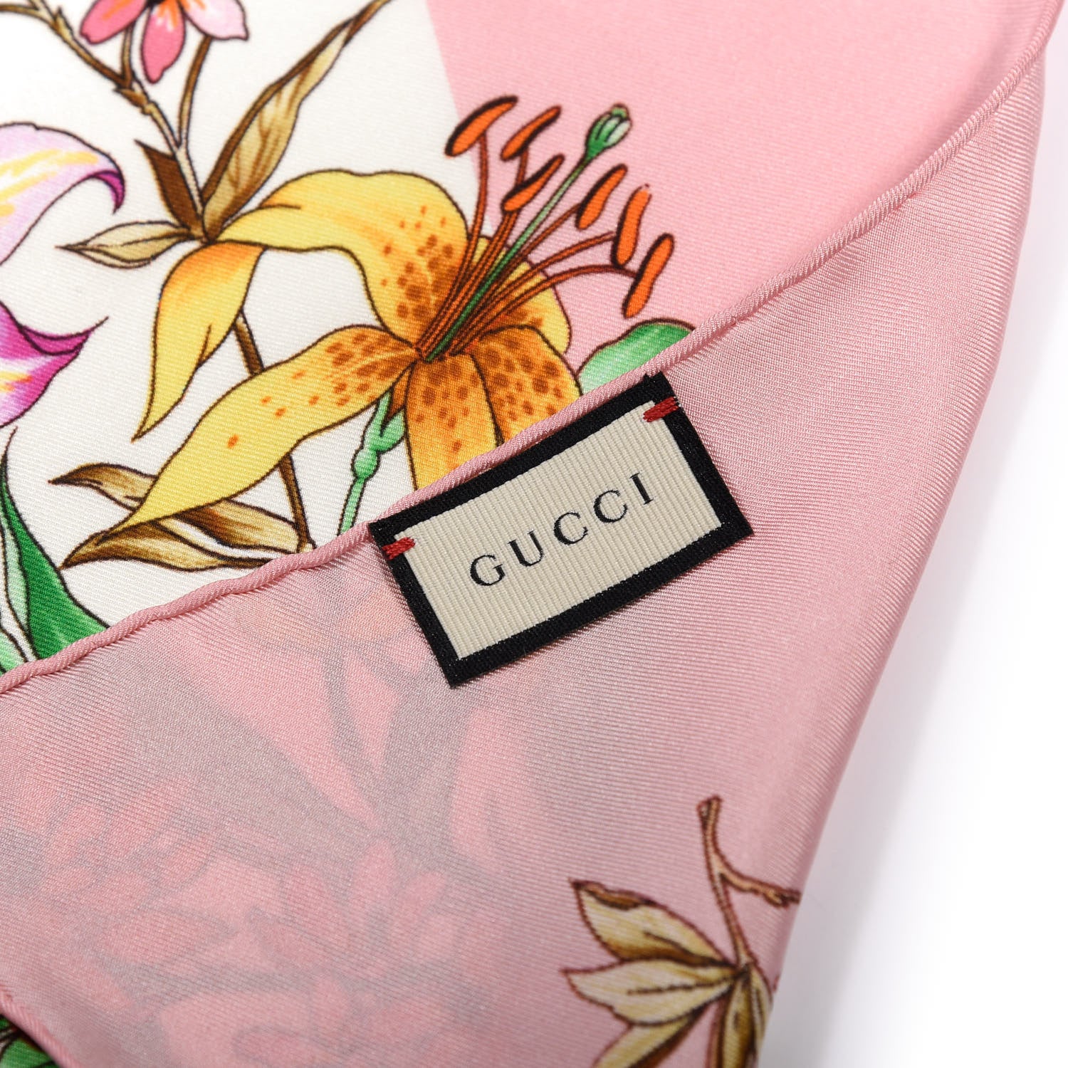 Gucci Silk Twill Eighties Bouquet Square Scarf Pink Ivory 2 of 4