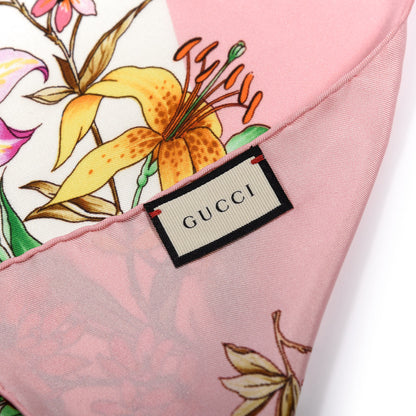 Gucci Silk Twill Eighties Bouquet Square Scarf Pink Ivory 2 of 4