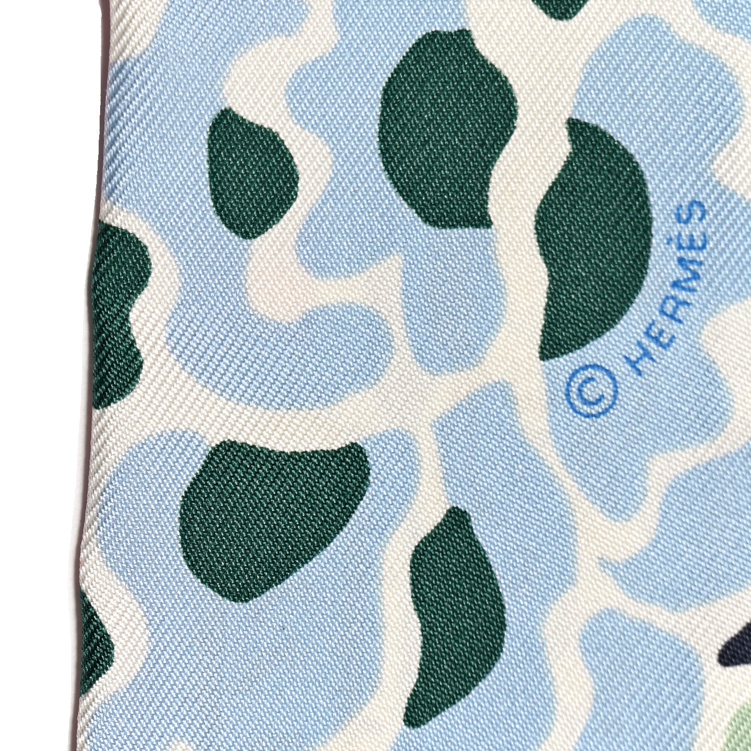 Hermes Silk Bingata Twilly Bleu Ciel Vert Rose 6 of 7