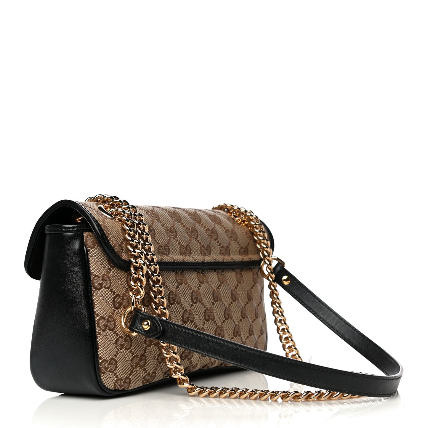 Monogram Matelasse Diagonal Small GG Marmont Shoulder Bag Beige Black