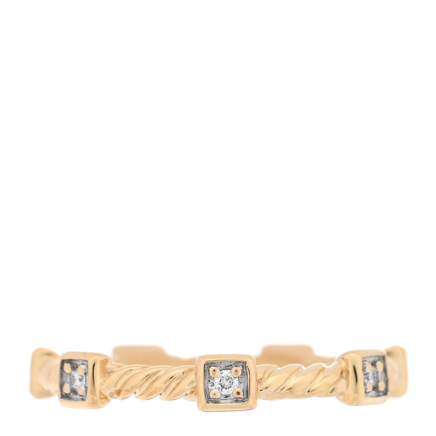 David Yurman 18K Yellow Gold Diamond Cable Collectibles Stack Ring 49 4.75 3 of 5