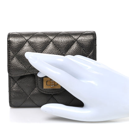 Chanel Metallic Calfskin Quilted Reissue Flap Card Holder Wallet Dark Grey 2 of 9