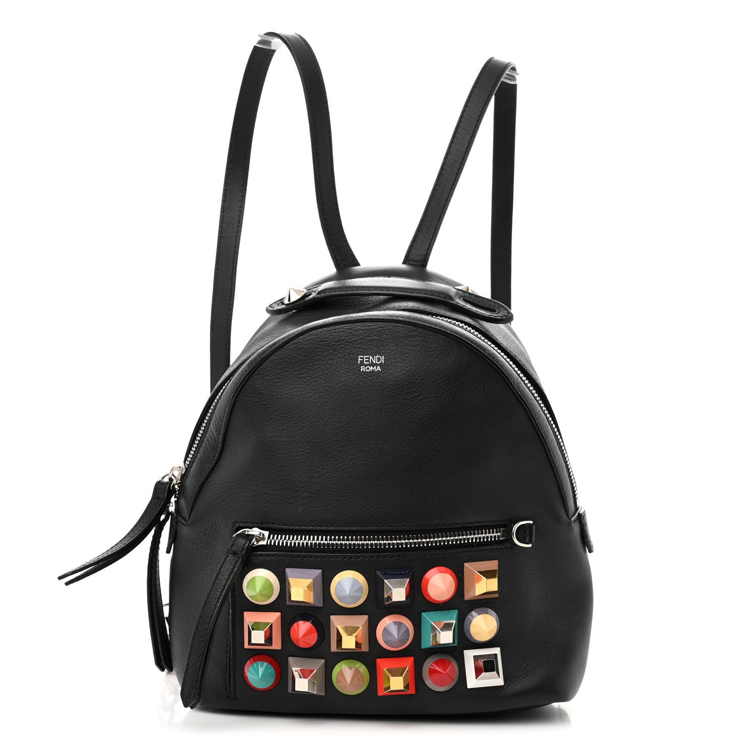 Fendi Vitello Dolce Studded Mini Backpack Black Multicolor 1 of 13