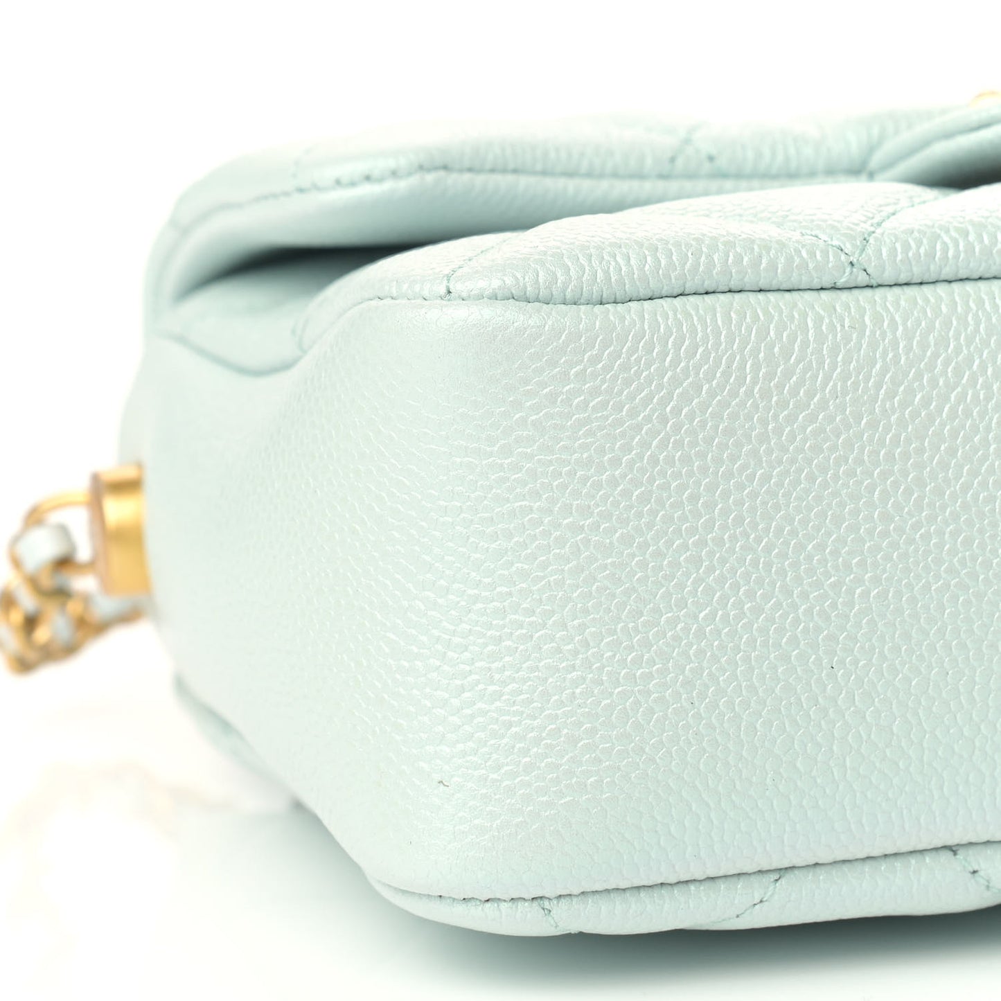 Iridescent Caviar Quilted Mini My Perfect Flap Light Green