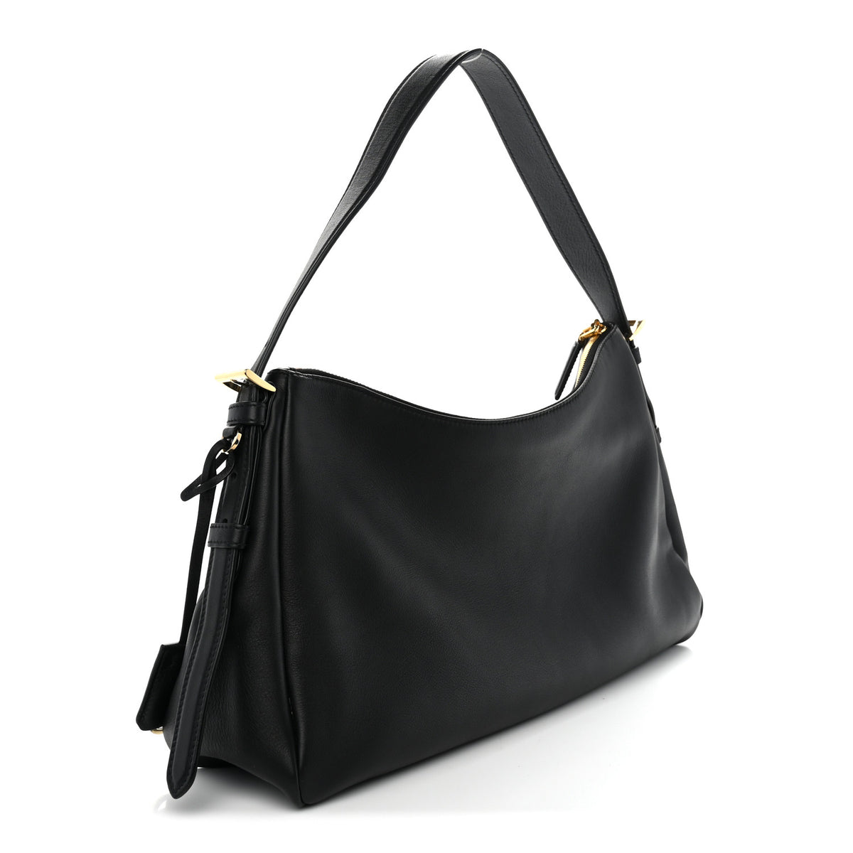 Soft Calfskin Large Aimée Shoulder Bag Black