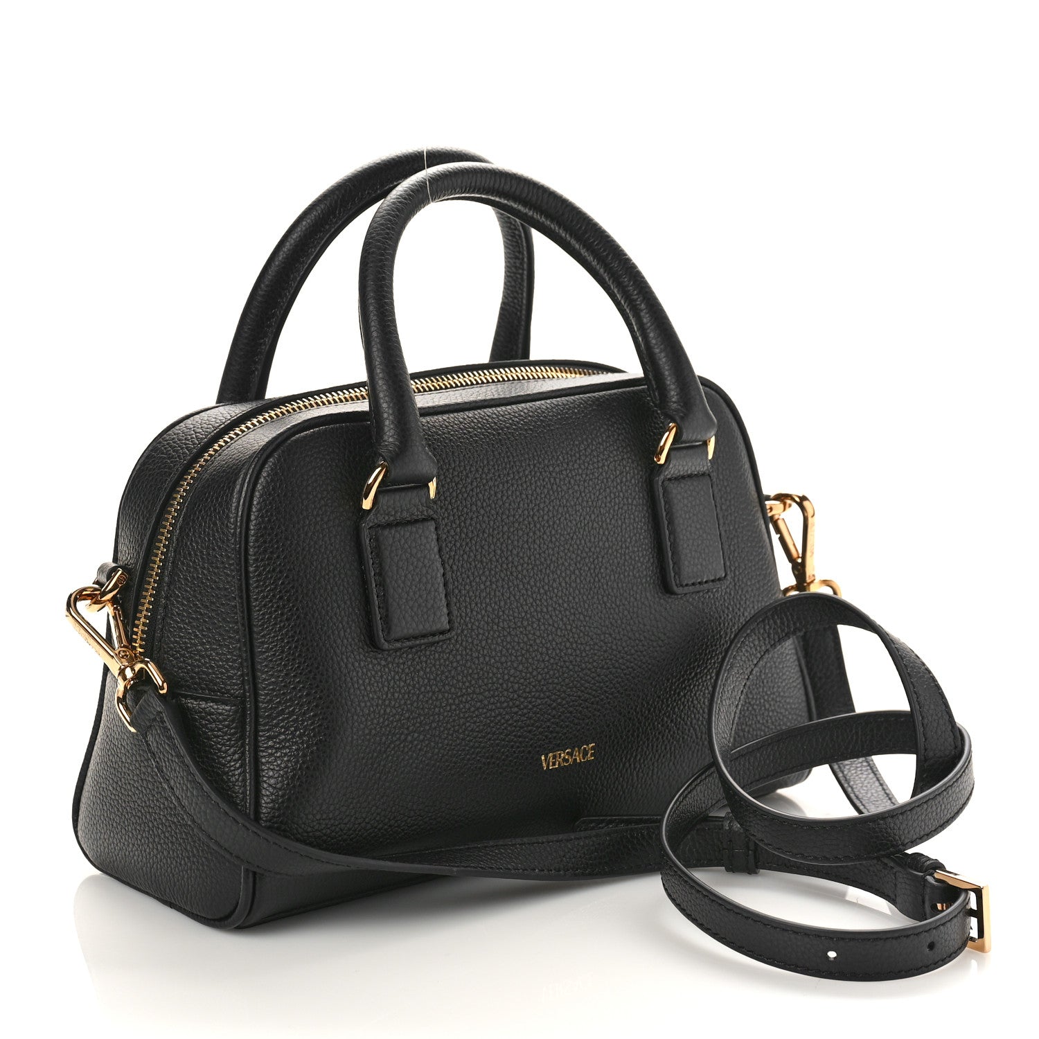 Versace Calfskin Virtus Bowling Bag Black 3 of 8