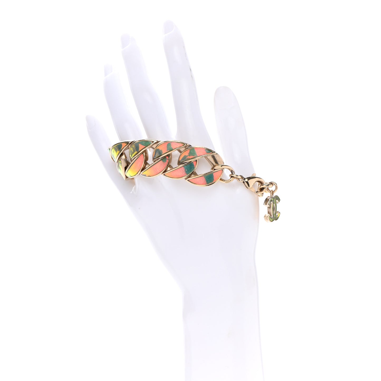 Iridescent CC Chain Link Bracelet Gold