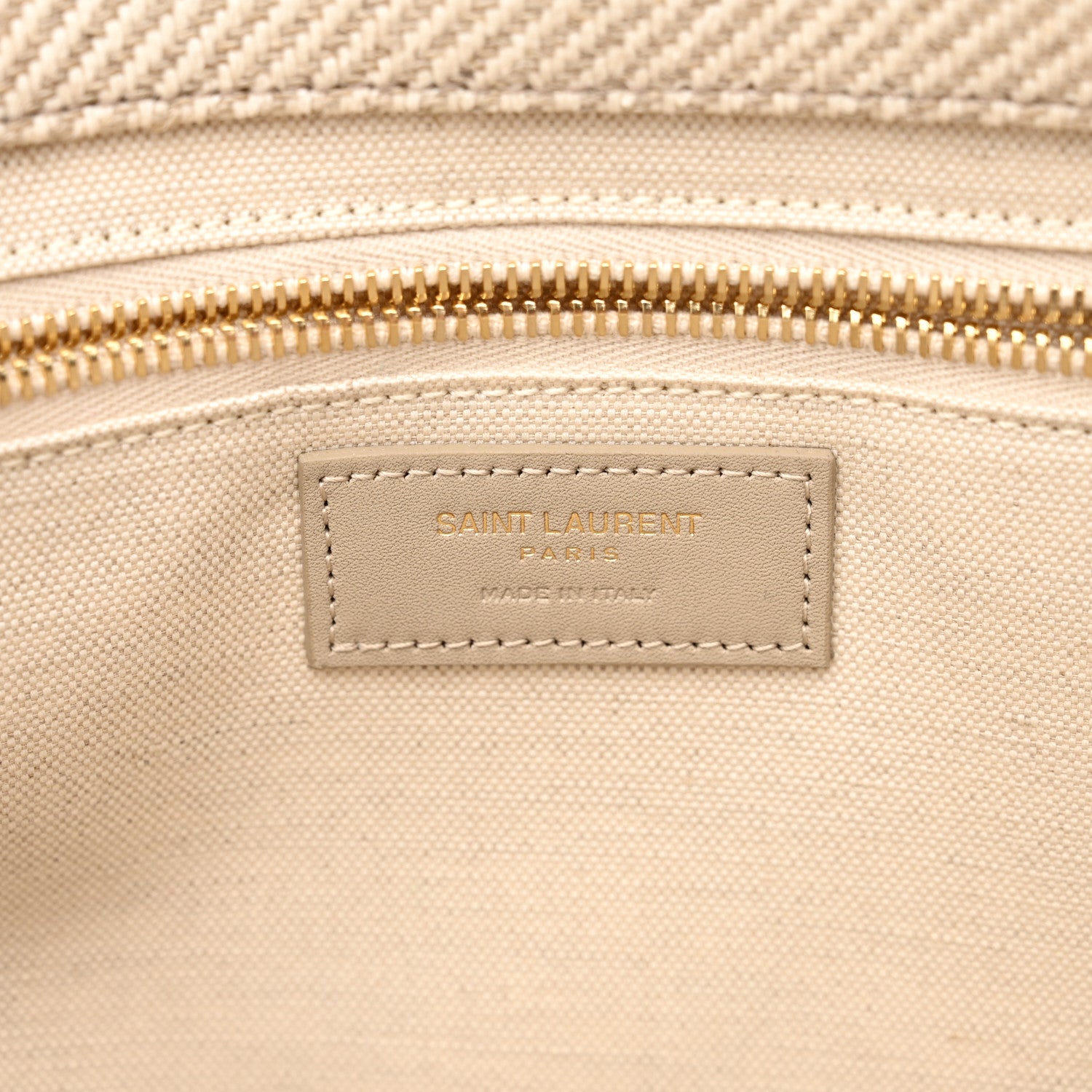 Saint Laurent Linen Calfskin Small Rive Gauche Tote Beige Sea Salt 7 of 11