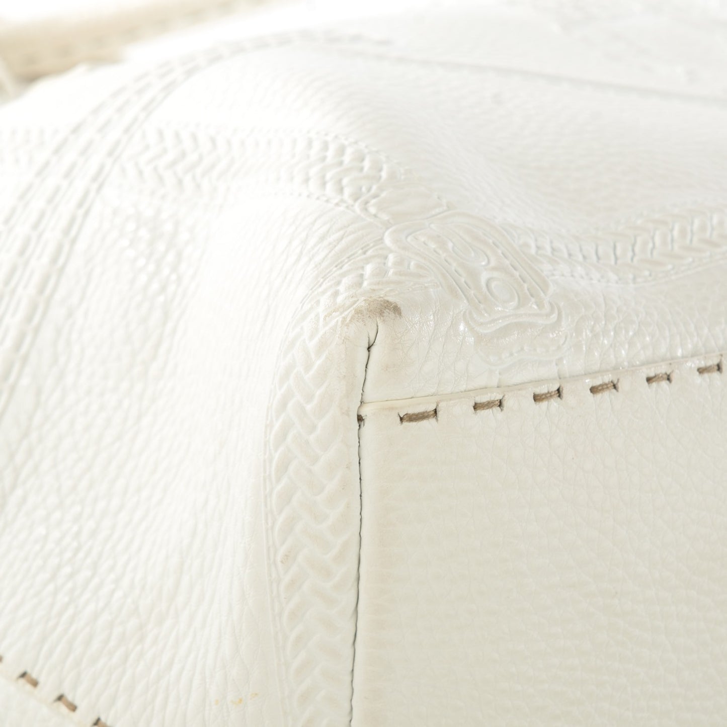 Calfskin Romano Selleria Large Villa Borghese Tote Bianco